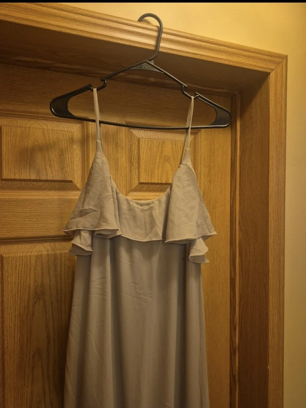 Abercrombie & Fitch Ruffle Tiered Maxi Dress Taupe Size M